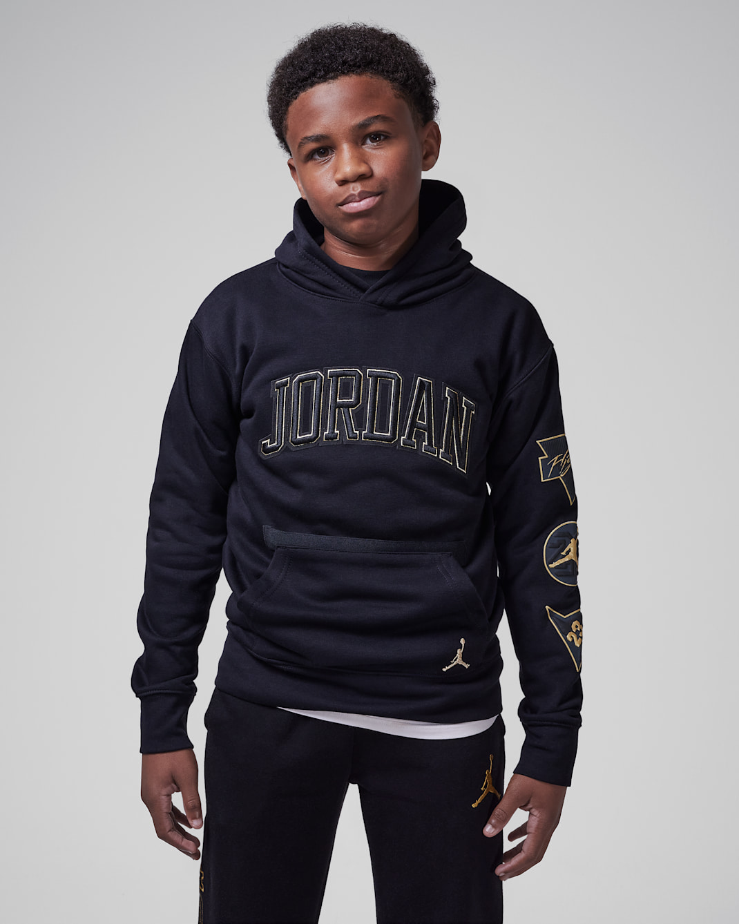 Sudadera con gorro sin cierre para niños talla grande Jordan "See Me Shine" - Negro