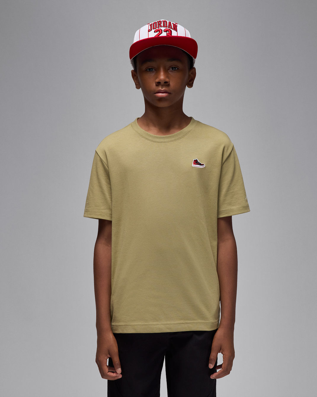 Air Jordan 1 Big Kids' Patch T-Shirt - Medium Khaki