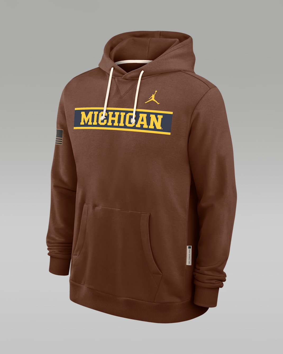 Michigan 2026 Military Appreciation Standard Issue Men's Jordan Brand Dri-FIT College Pullover Hoodie - Brown