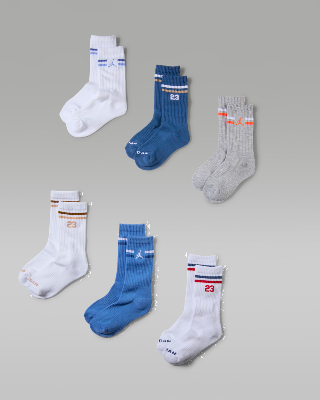 Jordan Kids' Icon Stripe Crew Socks (6 Pairs) - True Blue
