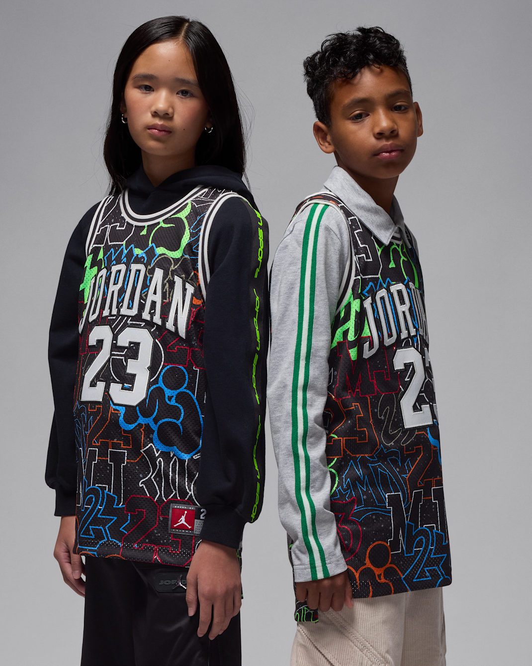 Jersey a rayas para niños talla grande Jordan 23 - Negro/Vela
