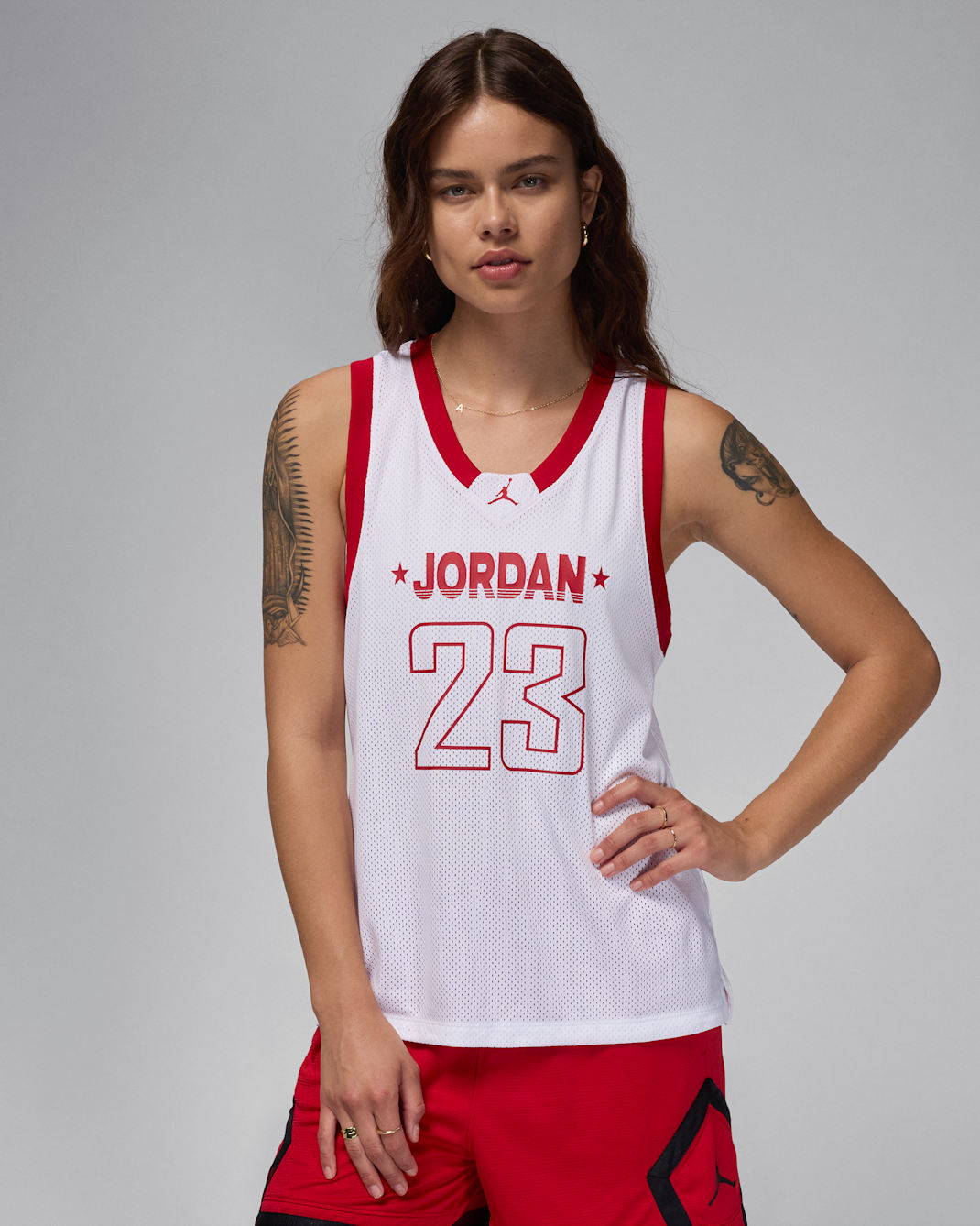 Jordan 23 Jersey Camiseta de tirantes - Mujer - Blanco/Gym Red/Gym Red