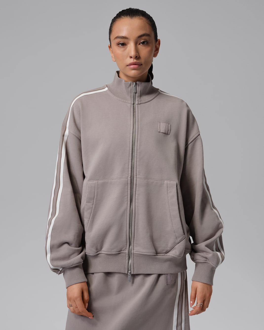 Jordan Flight Fleece Women's French Terry Full-Zip Jacket - Enigma Stone/Cobblestone