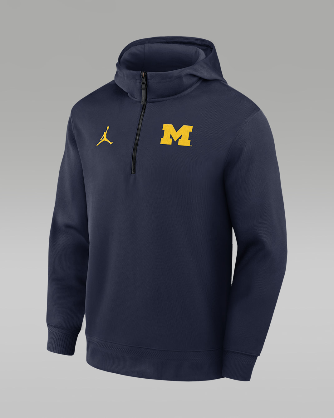 Michigan Coaches Premium Men's Jordan Brand Dri-FIT College 1/4-Zip Hoodie - College Navy