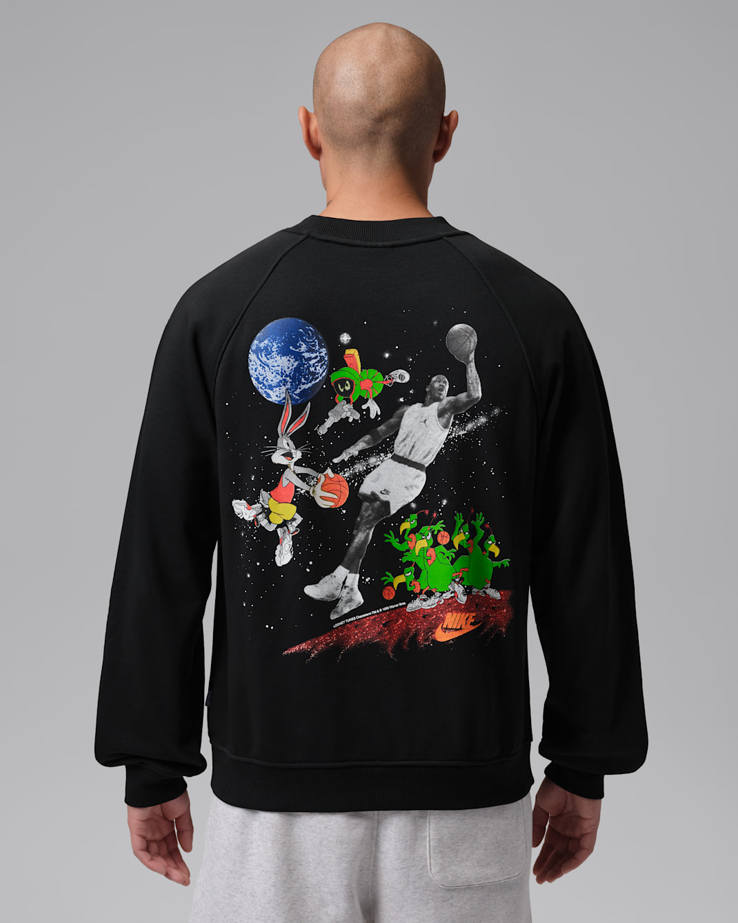 Jordan Brooklyn Space Jam Men's Vault Fleece Crew-Neck Sweatshirt - Black