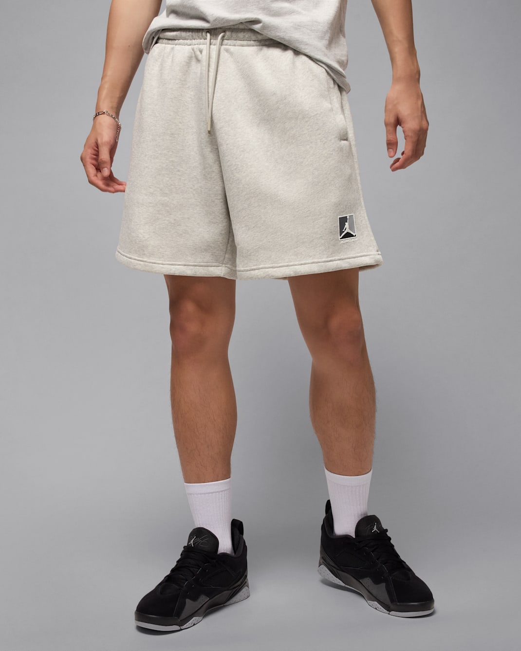 Jordan Brooklyn Fleece Men's Graphic Shorts - Grey Heather/Pale Grey/White