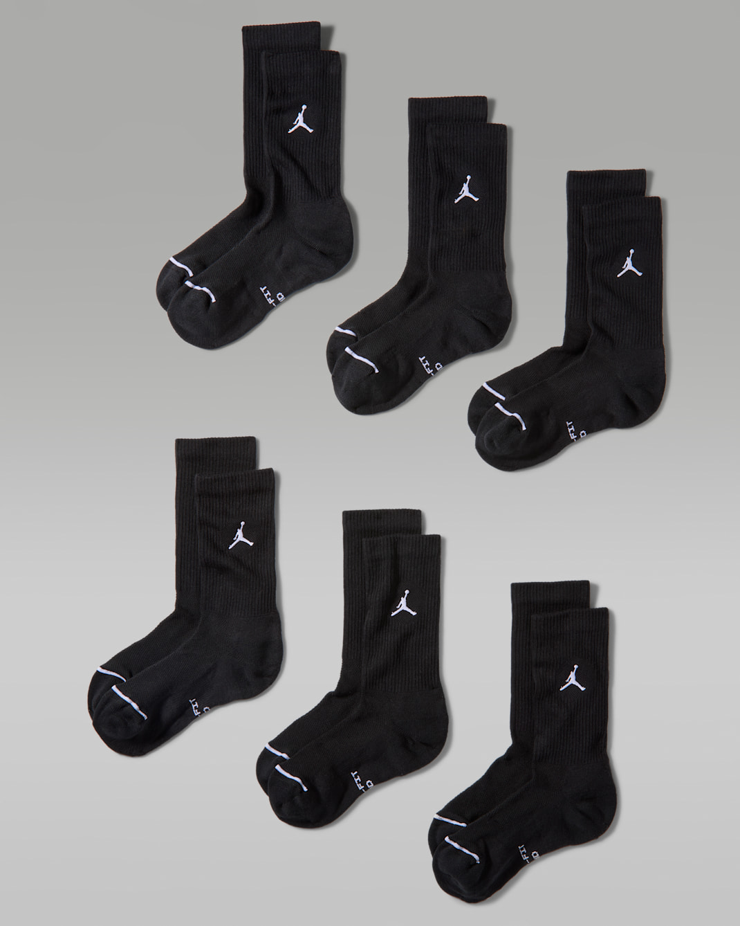 Jordan Everyday Elevated Crew Socks (6 Pairs) - Black/White