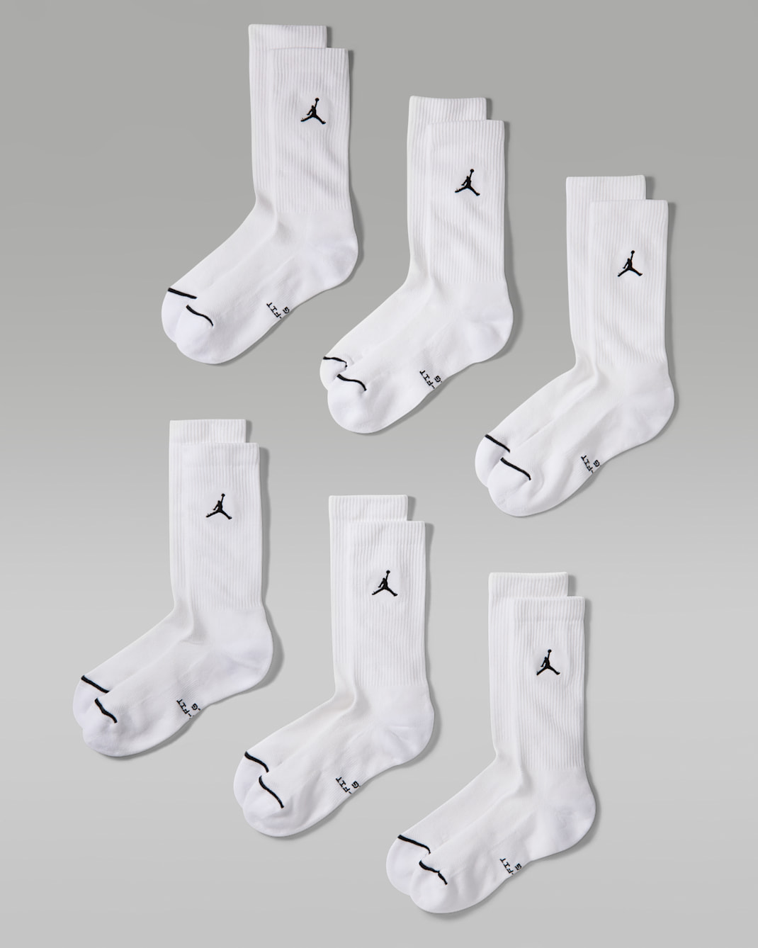 Jordan Everyday Elevated Crew Socks (6 Pairs) - White/Black