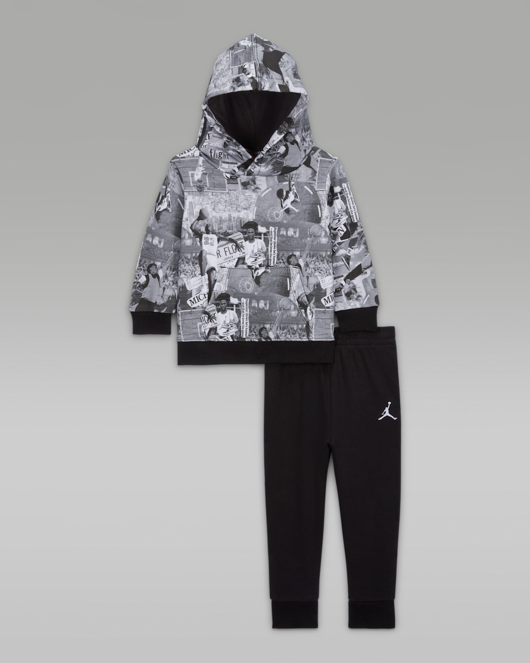 ジョーダン MJ ブルックリン ベビー ツーピース プリント フレンチ テリー パーカー セットアップ - ブラック