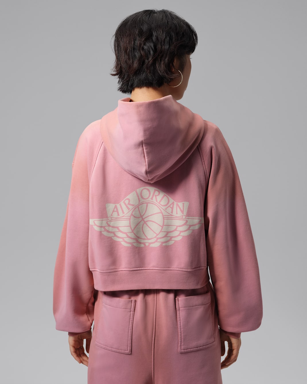 Jordan Flight Fleece Women's Mid Layer Cropped Hoodie - Rust Pink/Pearl White