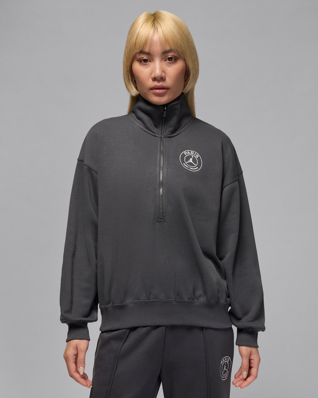 Paris Saint-Germain Women's Fleece Half-Zip Pullover - Anthracite/Sail