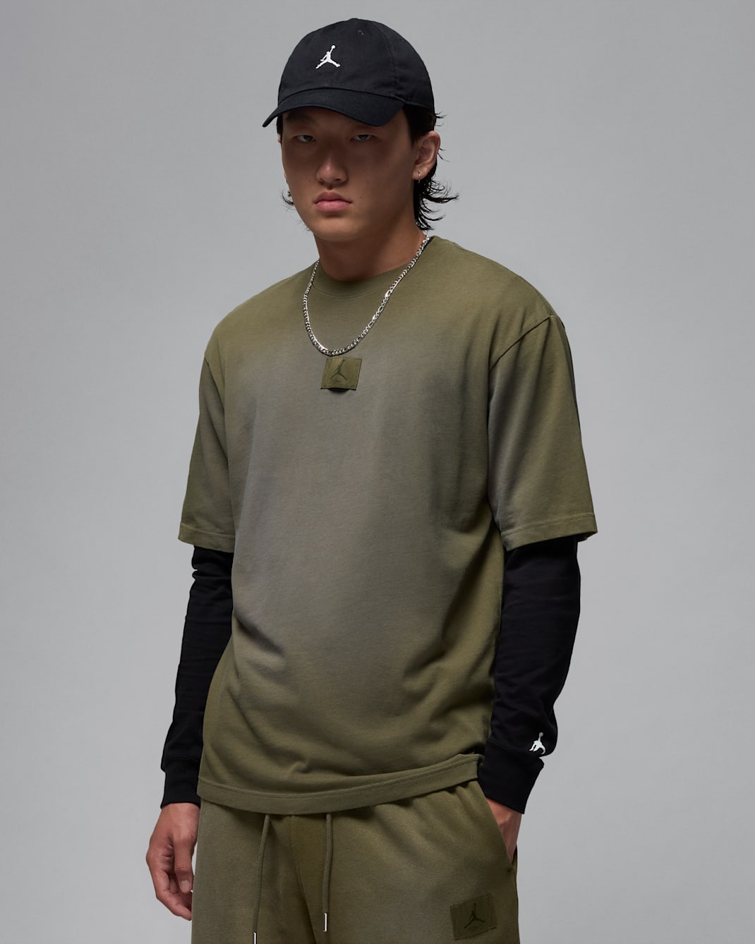 เสื้อยืดฟอกสีผู้ชาย Jordan Flight Essentials 85 - Medium Olive