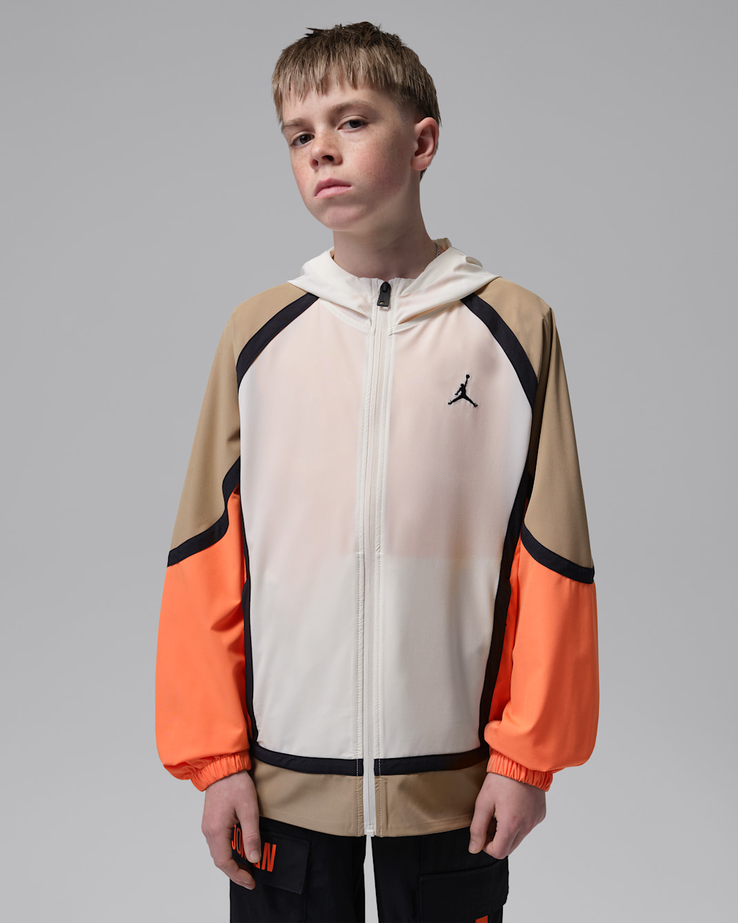 조던 주니어 컬러블록 우븐 재킷 - 페일 아이보리