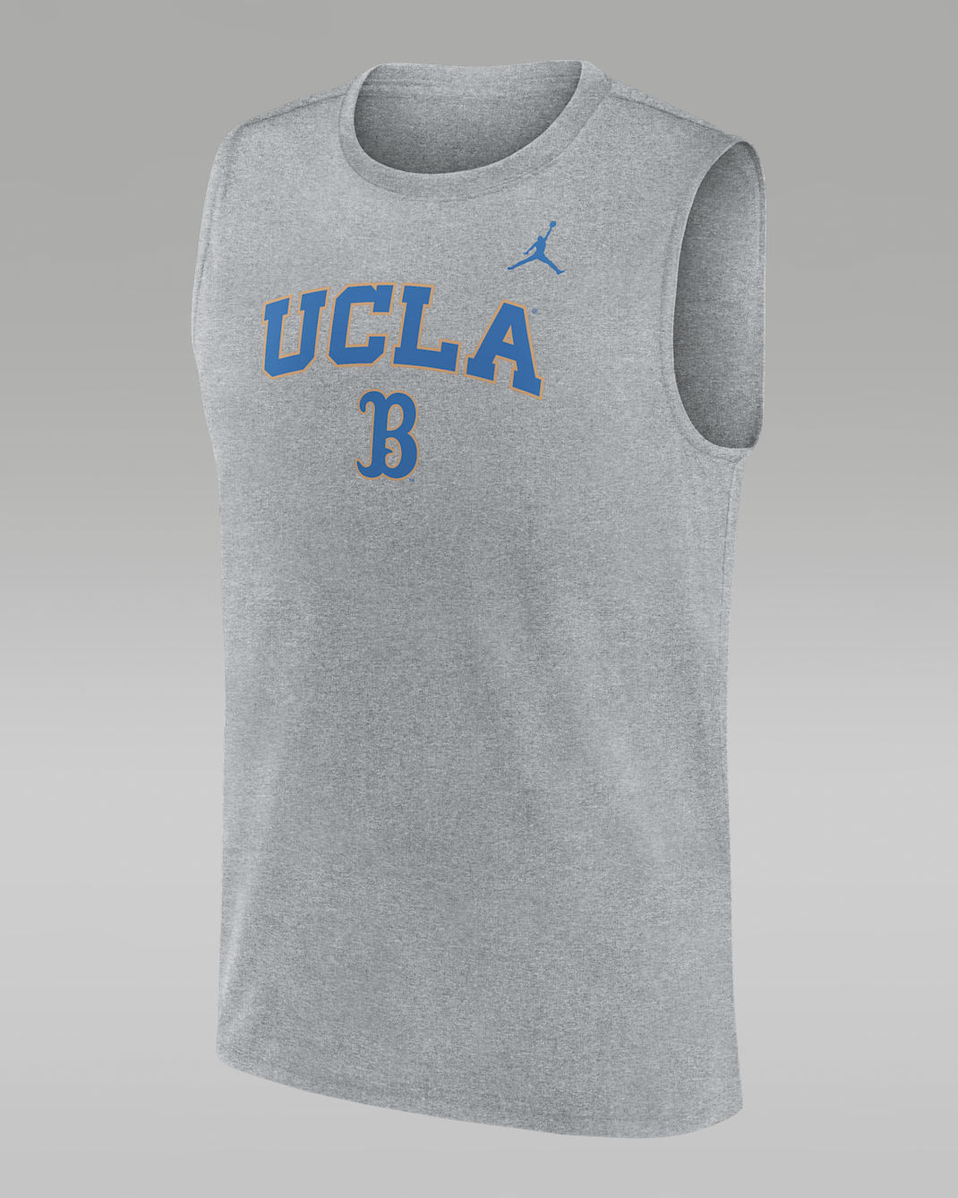 Camiseta sin mangas universitaria marca Jordan Dri-FIT para hombre UCLA Primetime Arch Legend - Gris