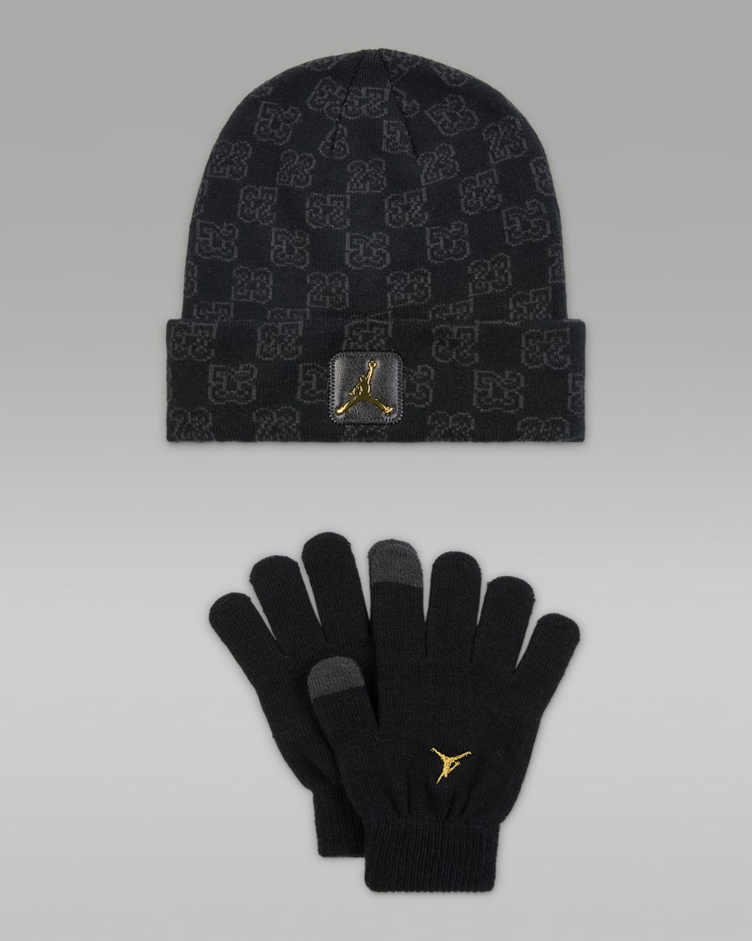 Conjunto de gorro Monogram de 2 piezas para niño talla grande Jordan - Negro