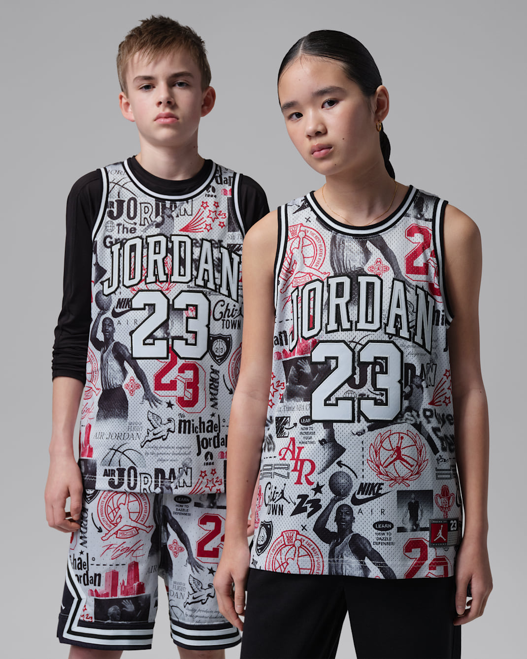 Jordan23 Big Kids' Printed Jersey - Neutral Grey