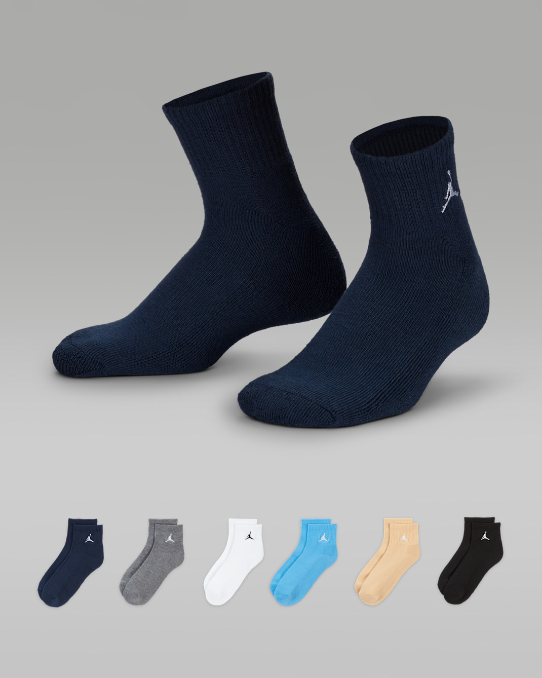 Jordan Everyday Essentials Big Kids' Ankle Socks (6 Pairs) - Multi-Color/Obsidian
