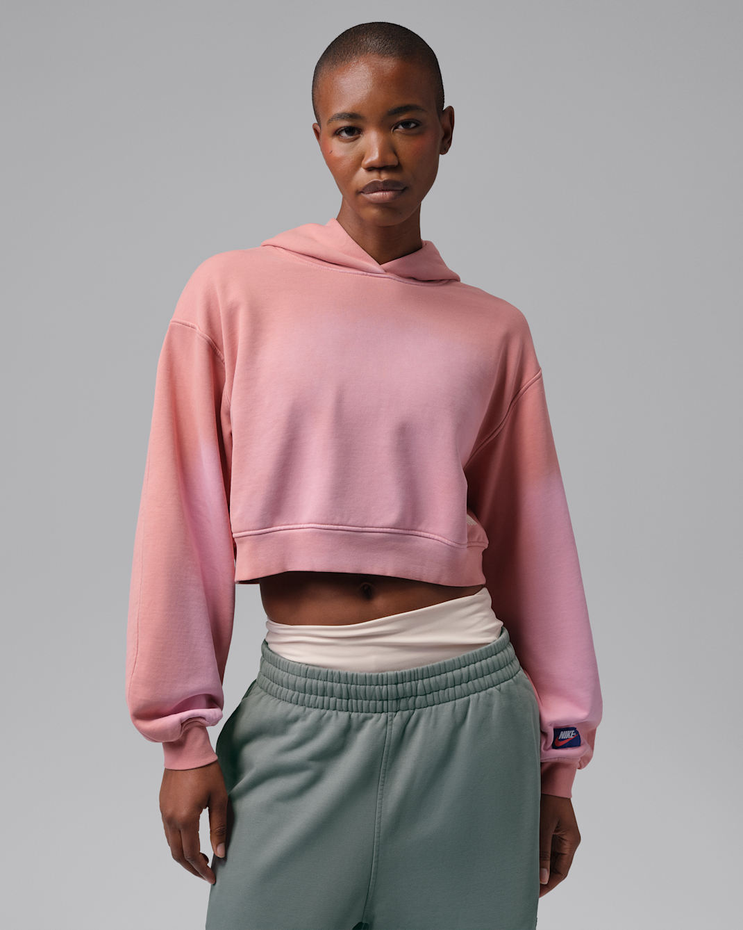 Jordan Flight Fleece Women's Mid Layer Cropped Hoodie - Rust Pink/Pearl White