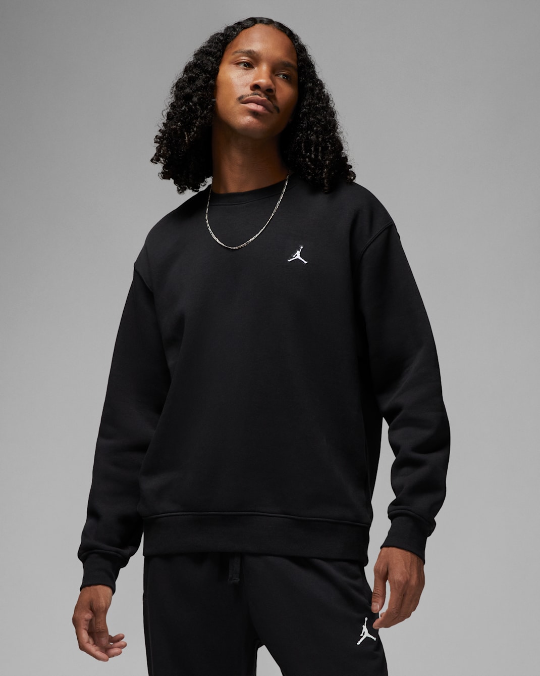 Jordan Brooklyn Fleece Men's Crew-Neck Sweatshirt - Black/White