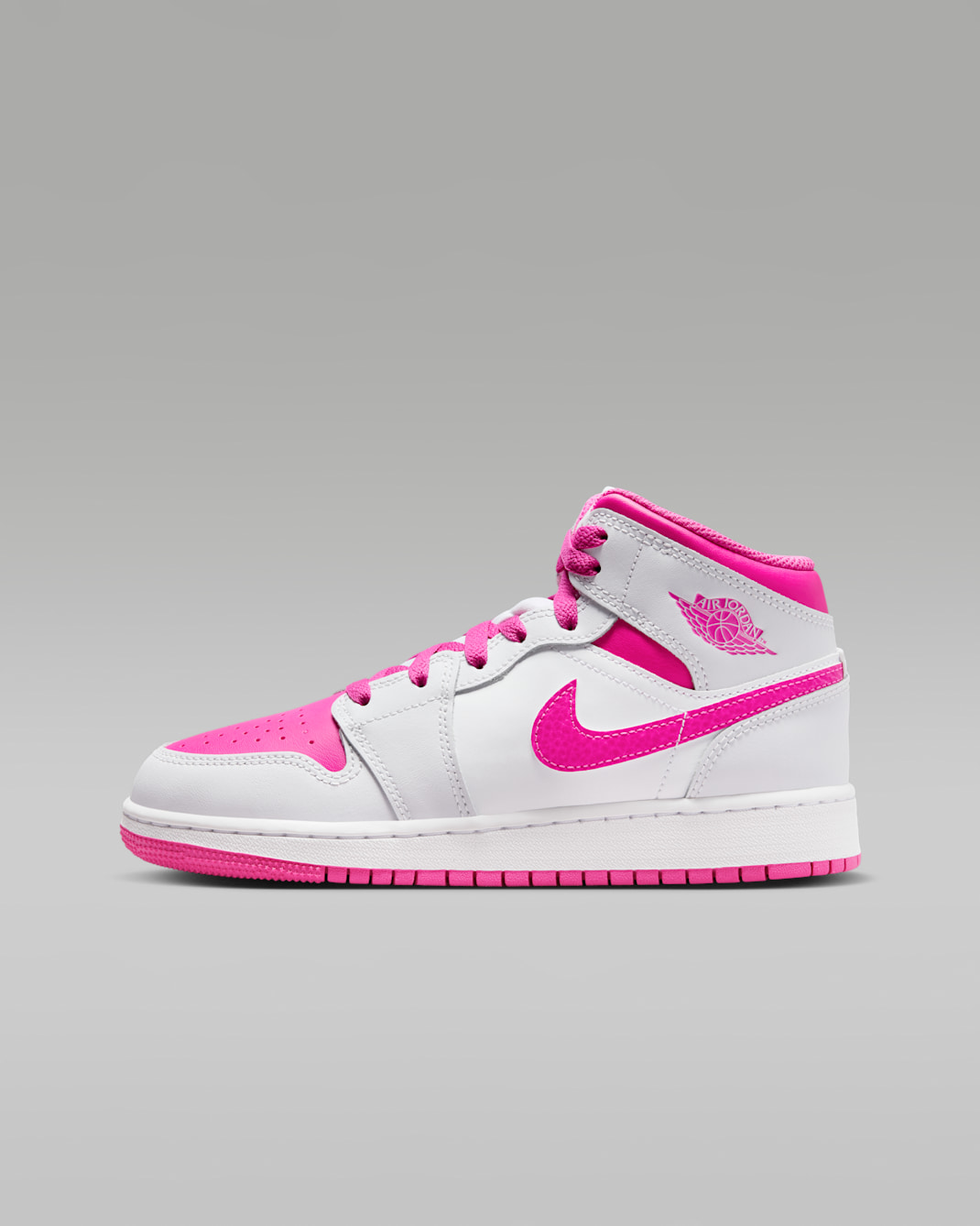 Air Jordan 1 Mid Older Kids' Shoes - Iris Whisper/White/Fire Pink