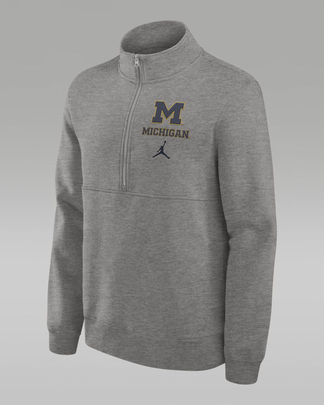Sudadera de cuello redondo universitaria Jordan de medio cierre para hombre Michigan Wolverines Primetime Club - Gris jaspeado