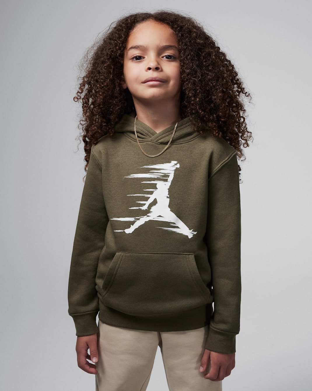 Sudadera con gorro sin cierre de tejido Fleece para niños talla grande Jordan Flight MVP - Oliva medio