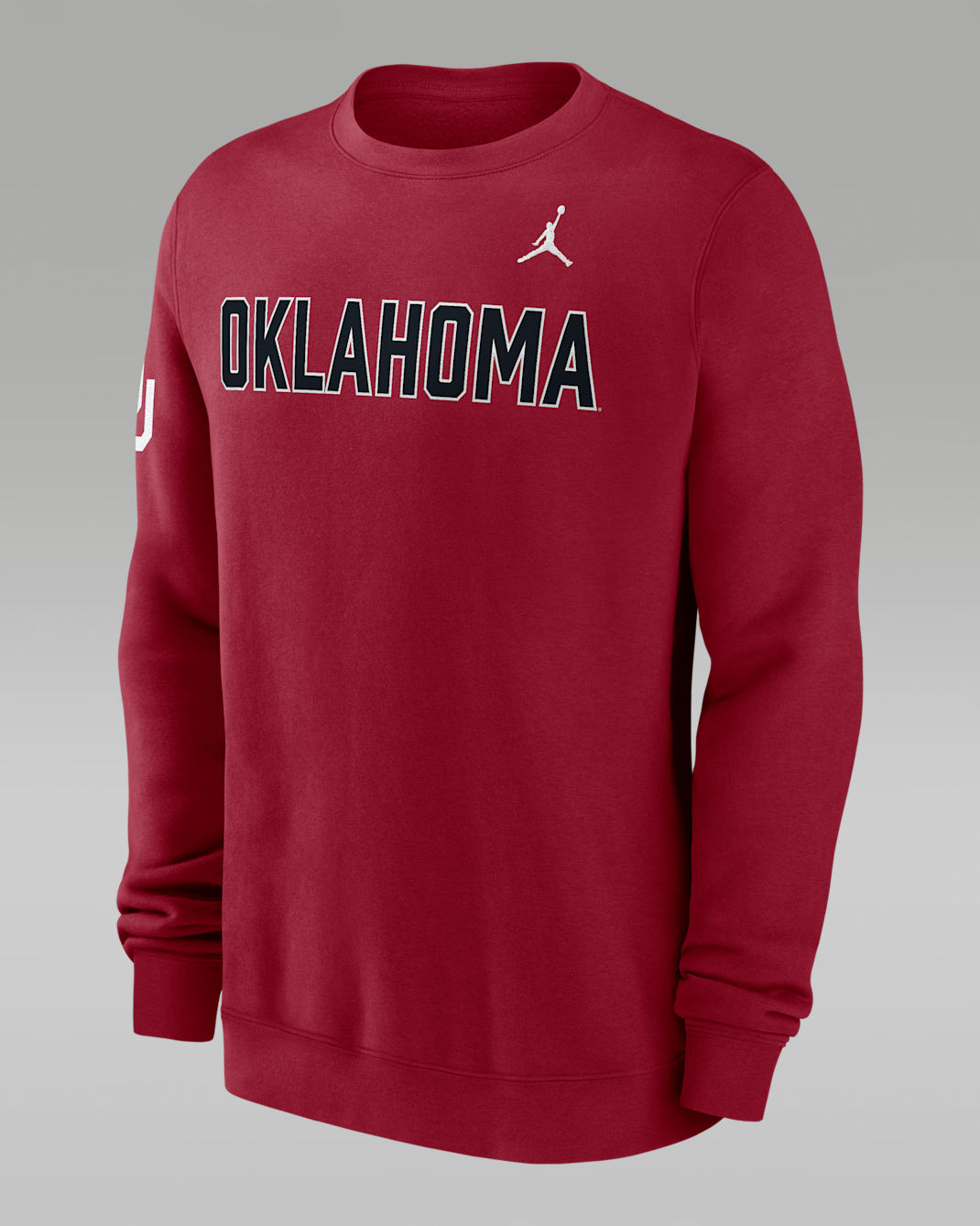 Sudadera de cuello redondo sin cierre universitaria marca Jordan para hombre Oklahoma Sideline Club - Carmesí team