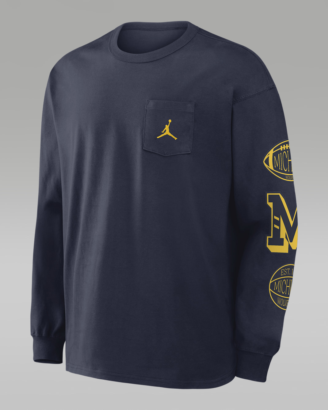 Michigan Academic Max90 Pocket Men's Jordan Brand College Long-Sleeve T-Shirt - Navy