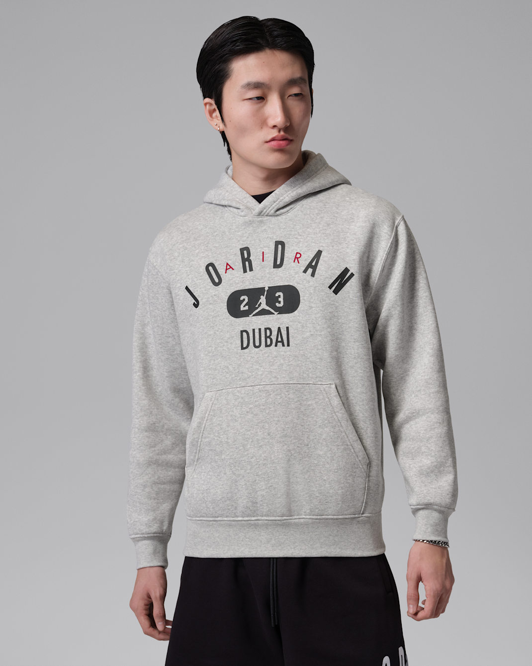 Ανδρικό φλις φούτερ με κουκούλα Dubai Jordan - Grey Heather