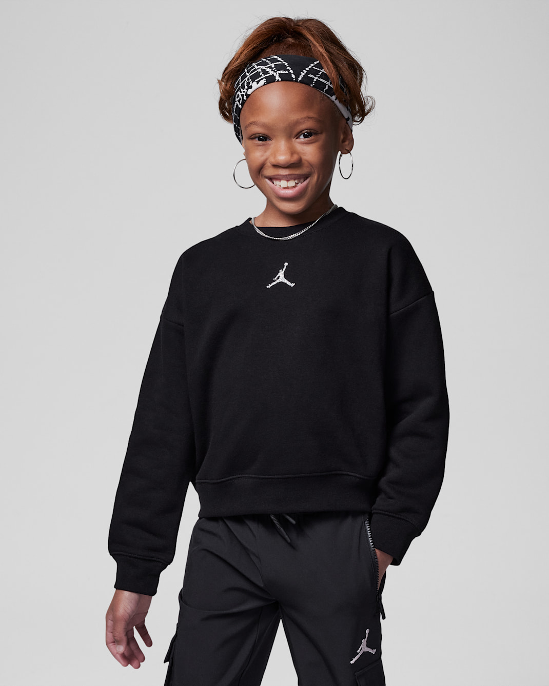 Playera infantil Jordan Icon Play Oversized Crew - Negro