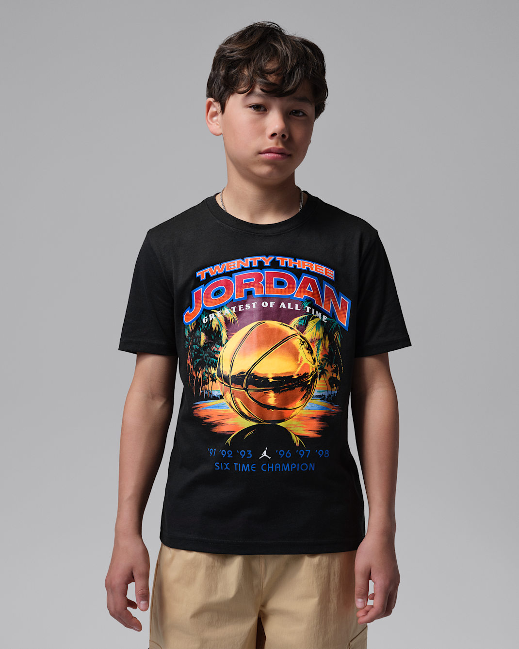 Playera Venice Beach Hoops para niños talla grande Jordan - Negro