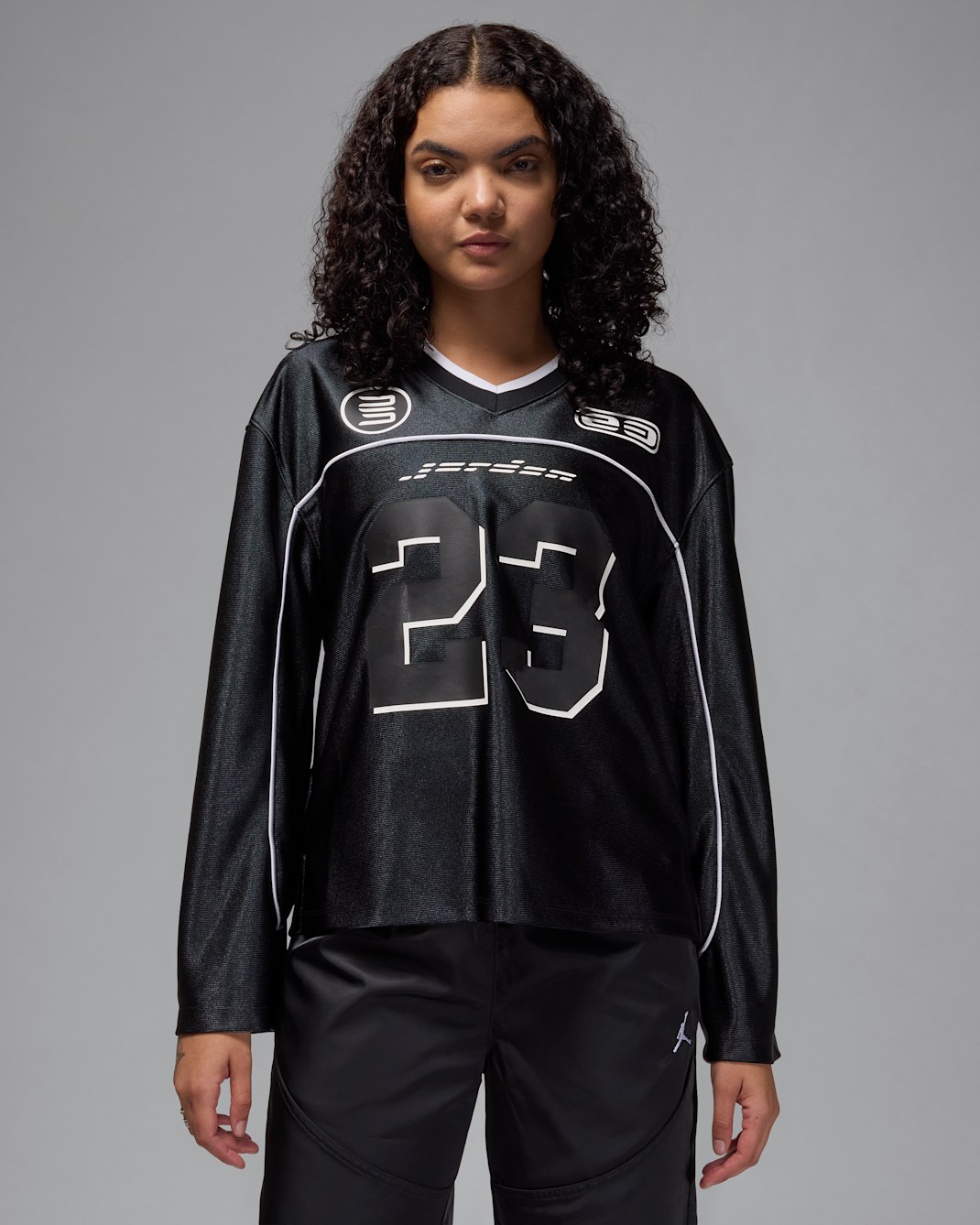 Playera de manga larga tejida para mujer Jordan - Negro