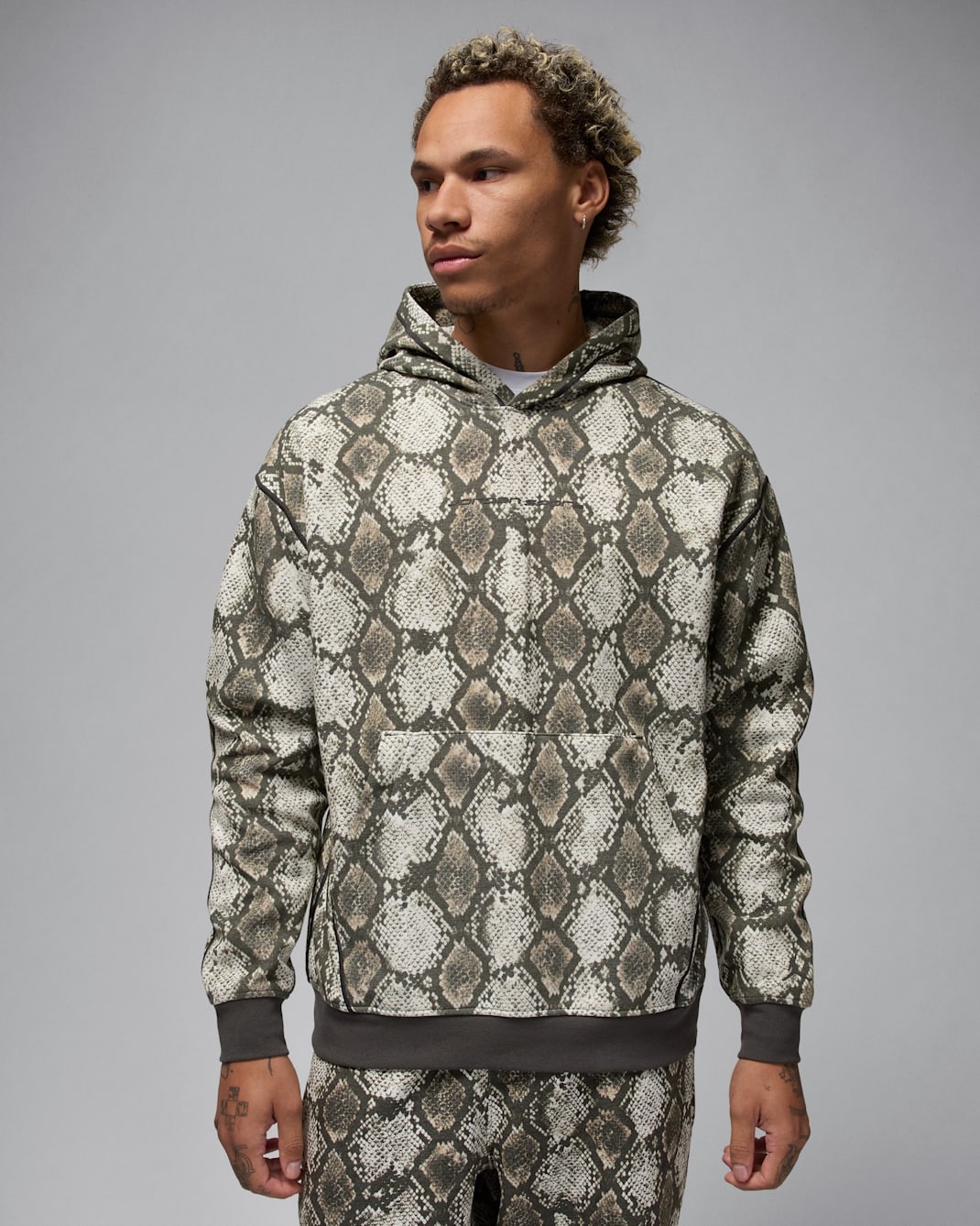 Sudadera con gorro sin cierre Dri-FIT estampada para hombre Jordan Sport Hoop Fleece - Vela/Periódico/Periódico