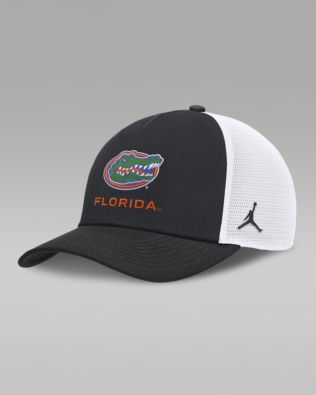 Florida Sideline Rise Gameday Men's Jordan Brand College Trucker Adjustable Hat - Black/White