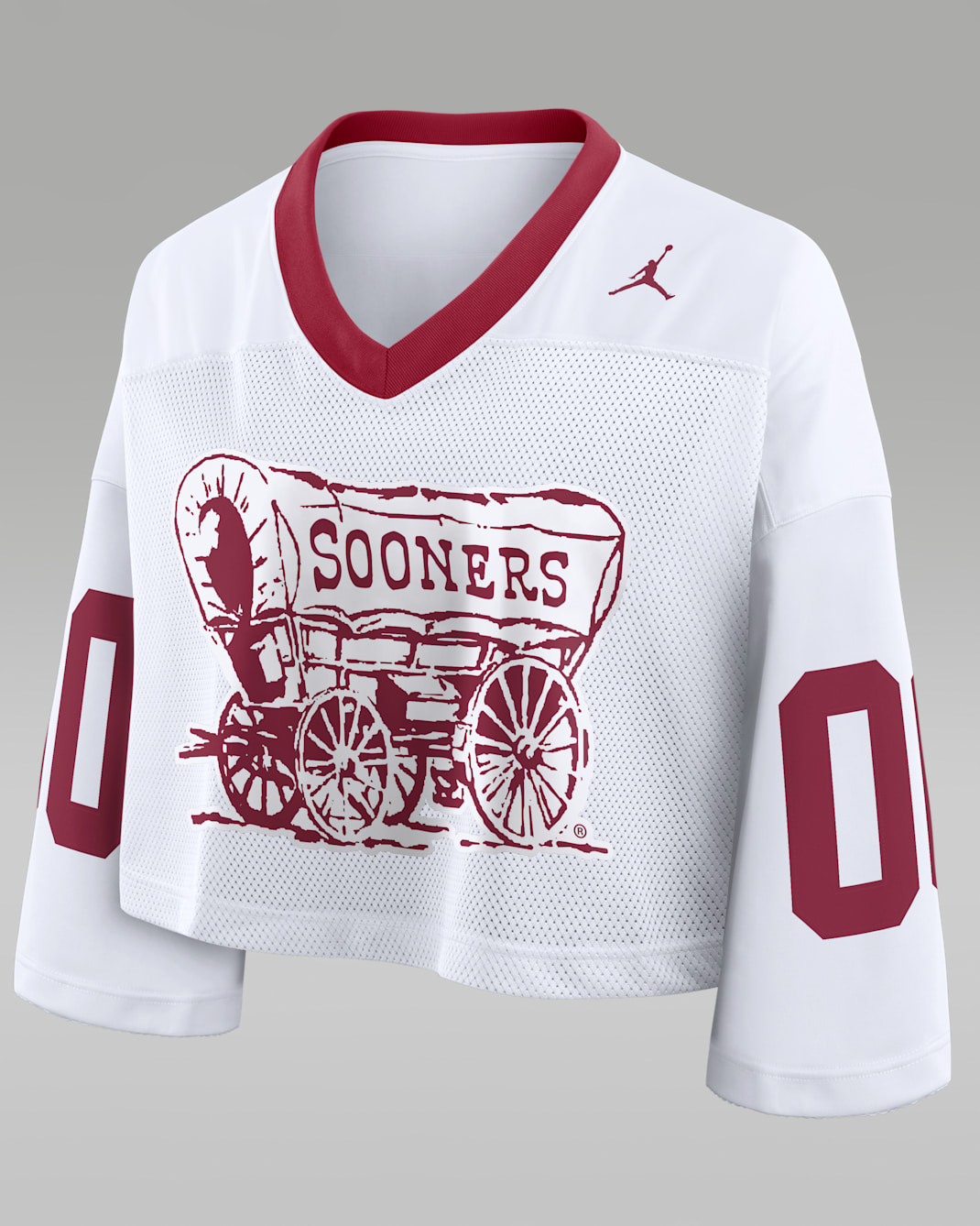 Oklahoma Logo Women's Jordan Brand Dri-FIT College Cropped Jersey - White/Crimson