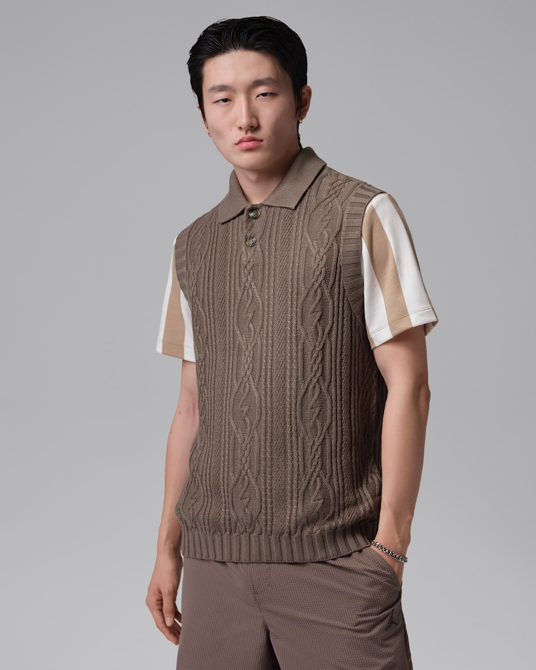 ジョーダン スポーツ メンズ ゴルフセーターベスト - オリーブグレー