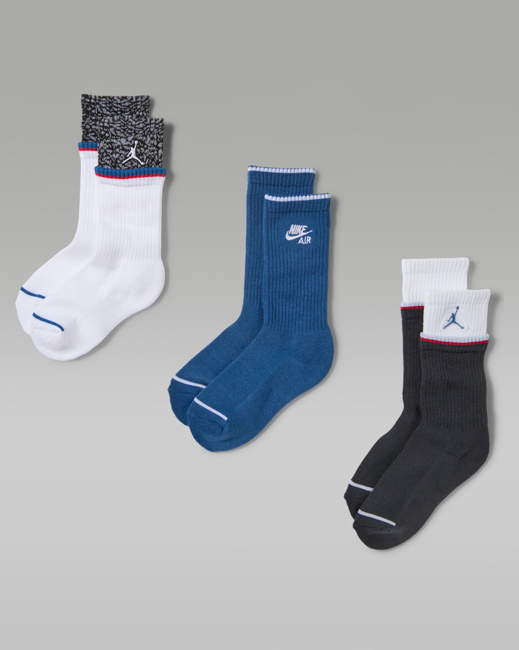 Calcetas retro AJ3 Jordan para niños (3 pares) - Azul genuino
