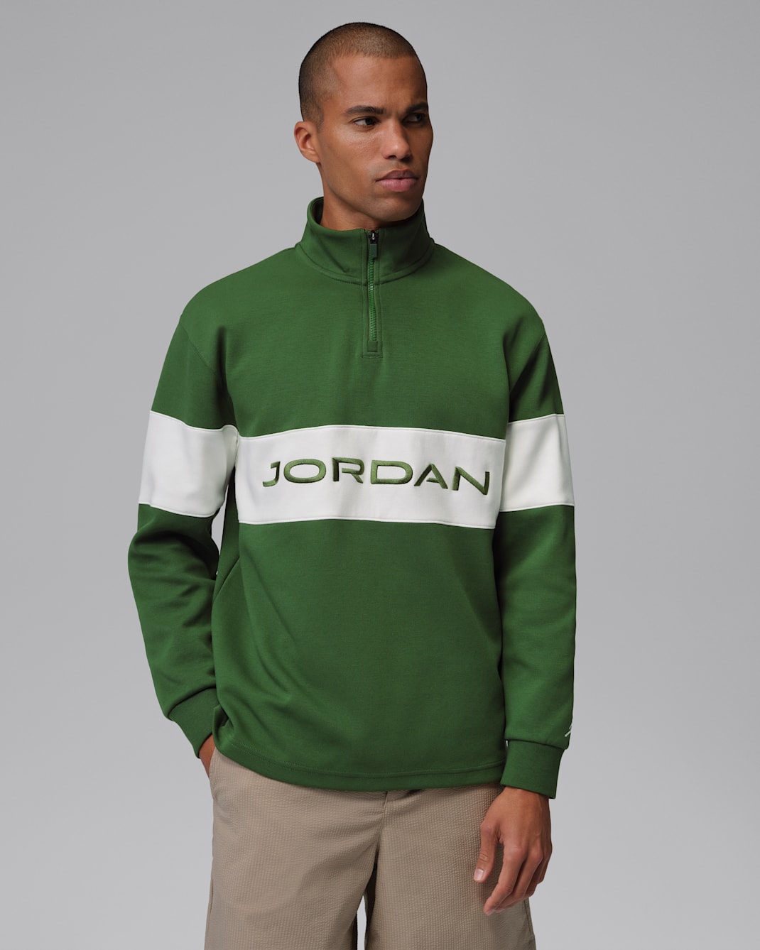 Haut de golf à 1/4 de zip Dri-FIT Jordan Sport pour homme - Forest Green/Sail/Sail