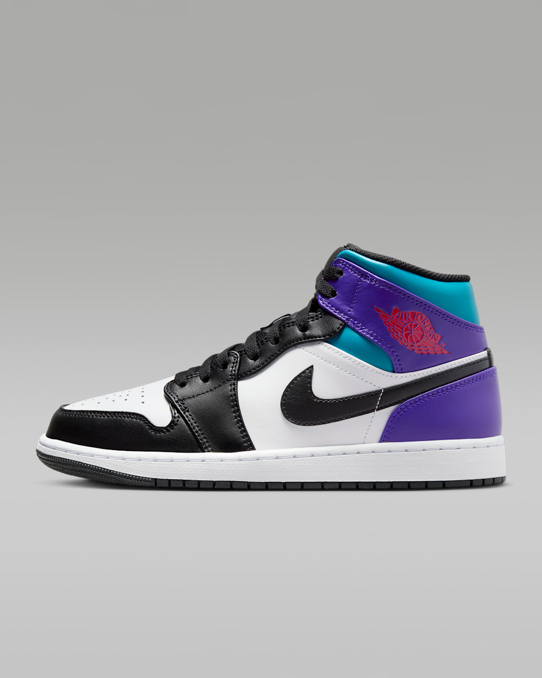 Air Jordan 1 Mid Men's Shoes - White/Bright Concord/True Red/Black