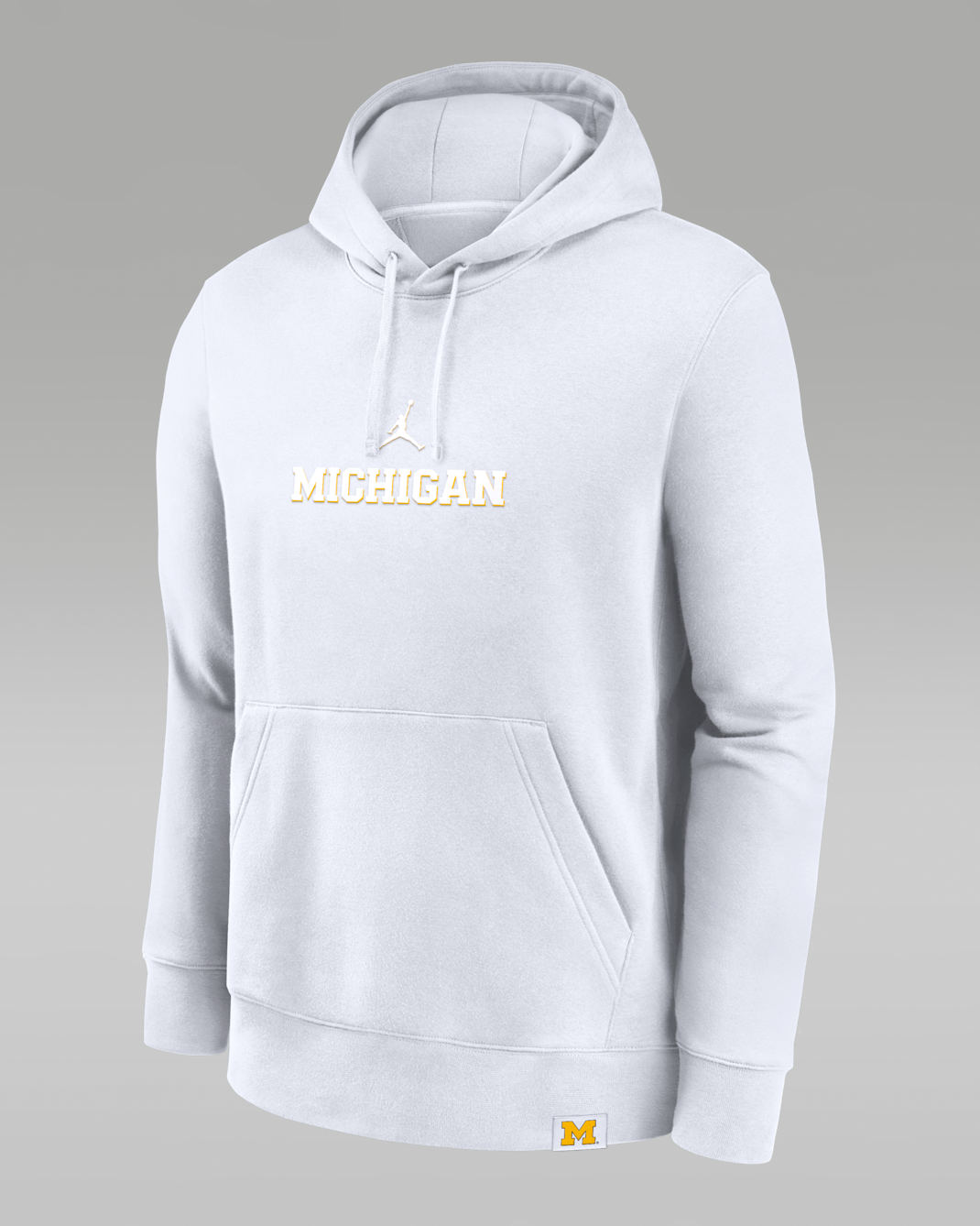Michigan Wolverines Statement Wordmark Lockup Heavyweight Men's Nike College Pullover Hoodie - White