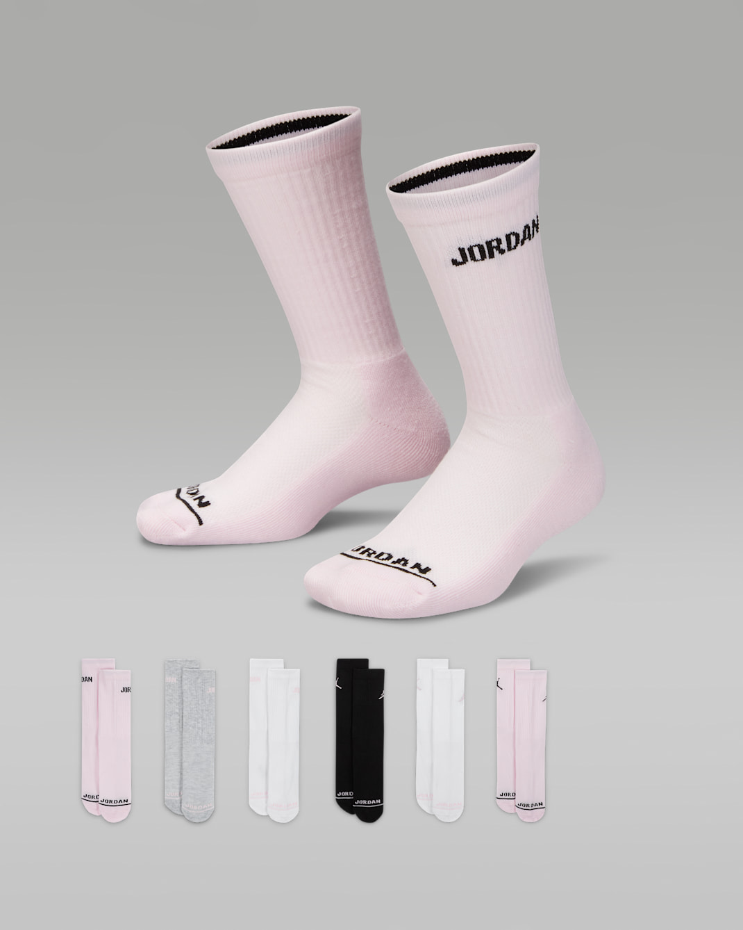 Jordan Big Kids' Legend Crew Socks (6 Pairs) - Pink Foam