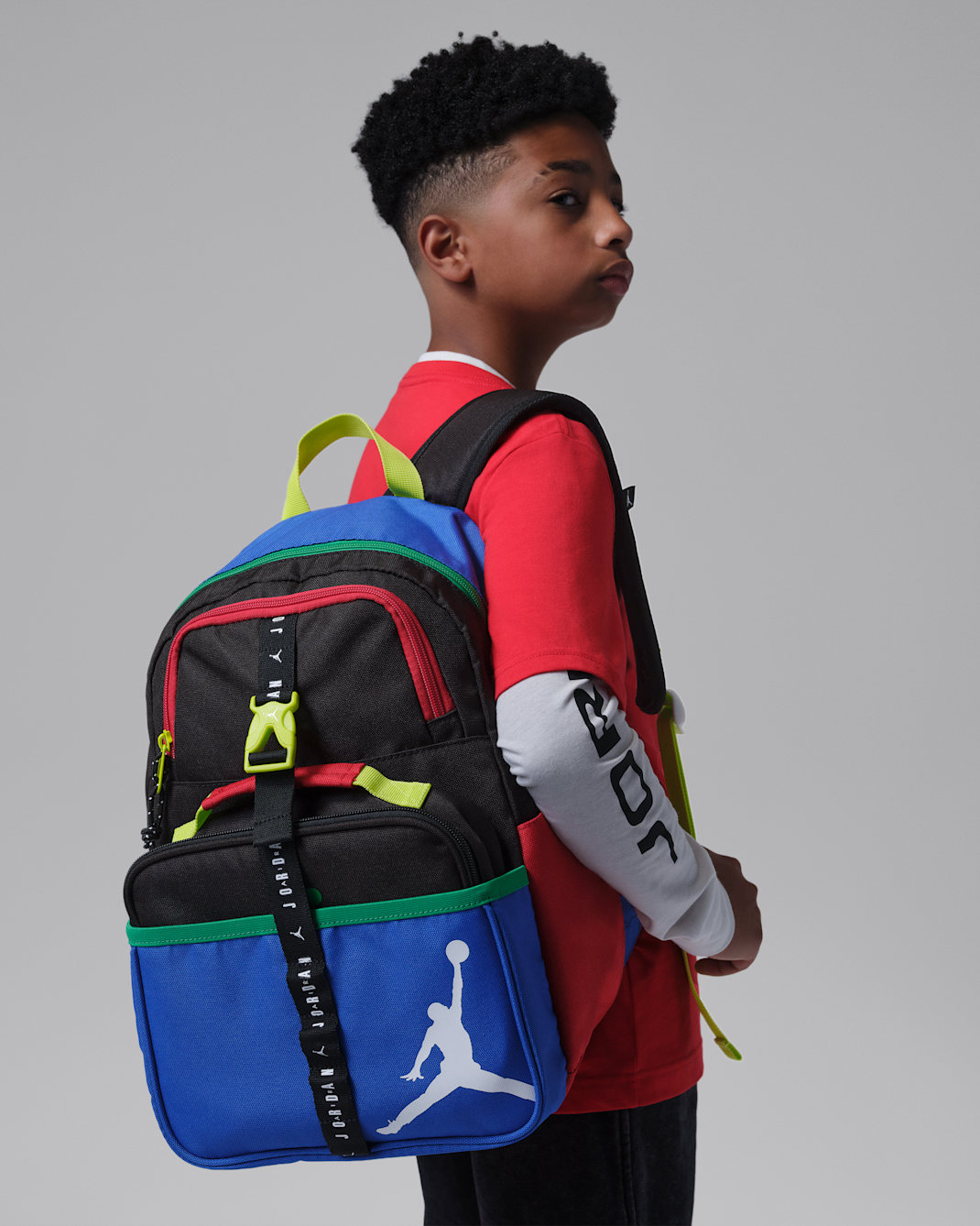 Air Jordan Rucksack für ältere Kinder (18 l) und Brotzeittasche (3 l) - Schwarz/Game Royal/University Red