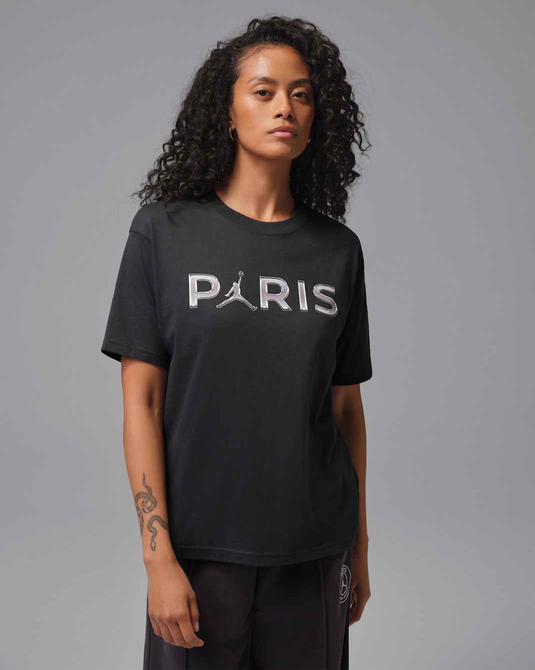 Paris Saint-Germain Women's Graphic Girlfriend T-Shirt - Oil Grey