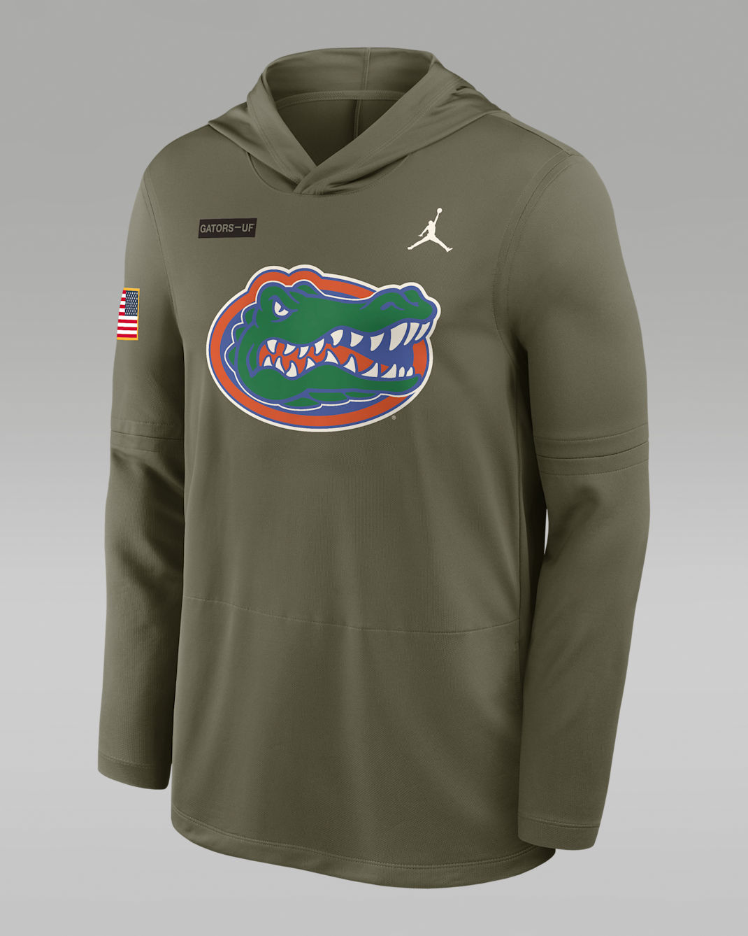 Florida 2025 Military Appreciation Men's Jordan Brand Dri-FIT College Long-Sleeve Hooded Top - Olive