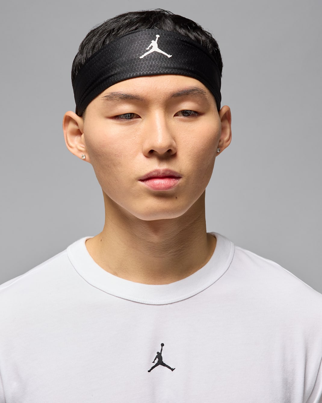 Fita para o cabelo ajustável Dri-FIT Jordan Performance Sport - Preto/Branco