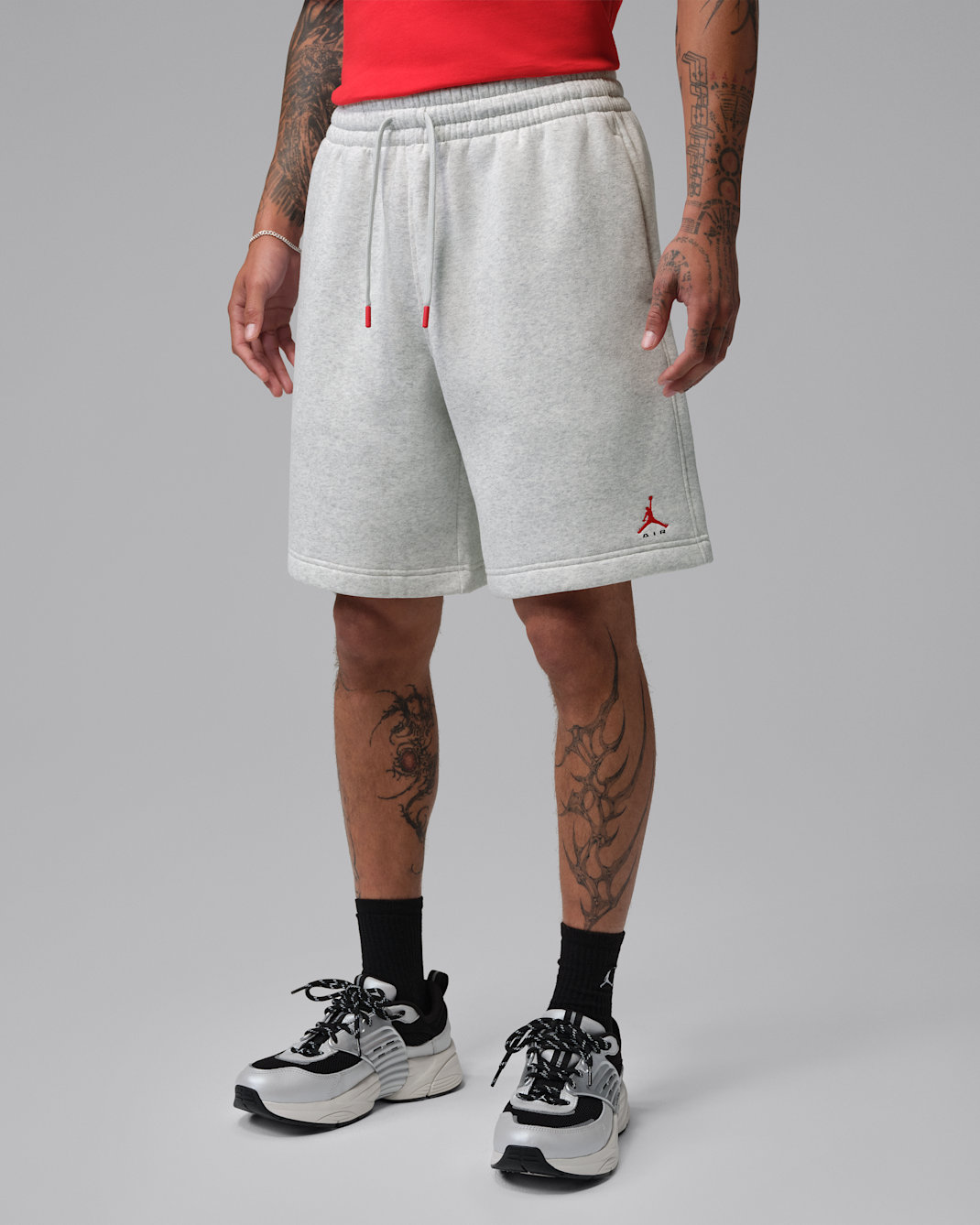 Shorts de 23 cm para hombre Jordan Brooklyn - Gris neutro/Jaspeado/Rojo universitario