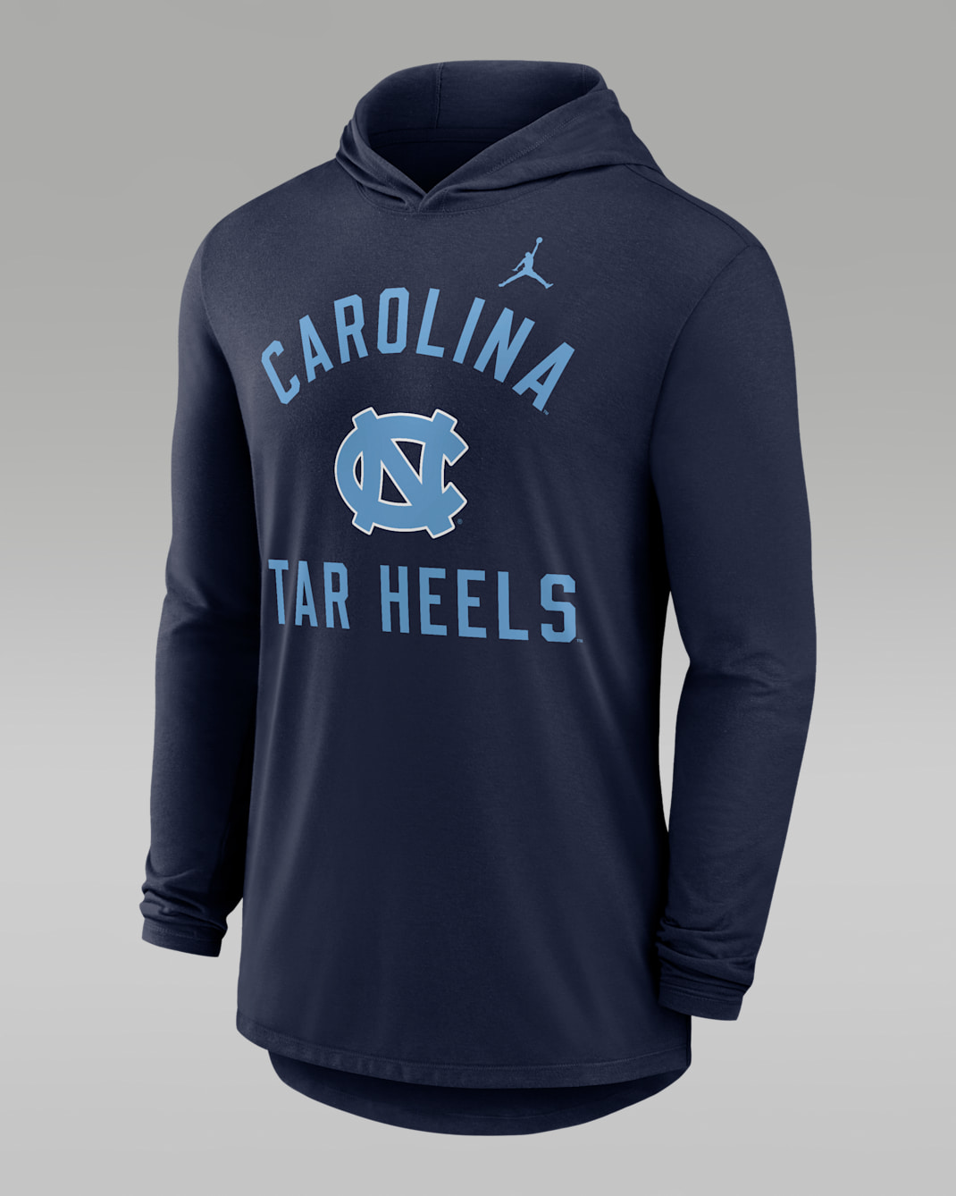 North Carolina Campus Arch Men's Jordan Brand Dri-FIT College Long-Sleeve Hooded T-Shirt - Navy