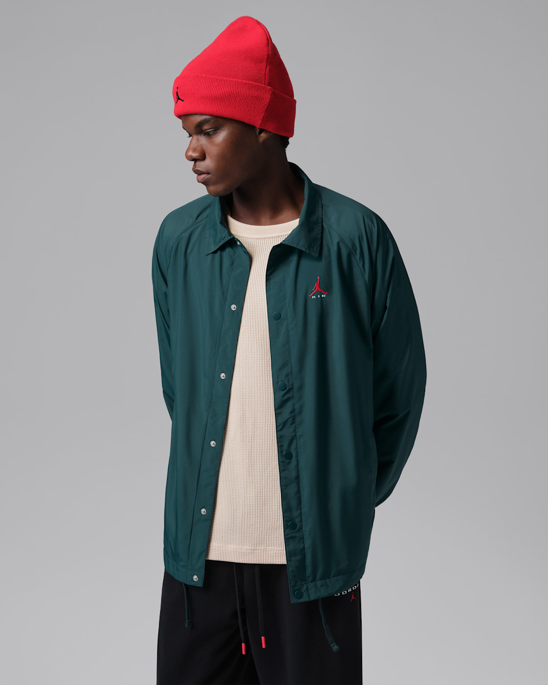 Jordan Brooklyn Men's Coaches Jacket - Midnight Spruce/Dark Citron