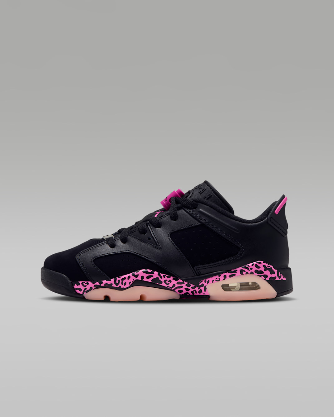 Tenis para niños grandes Air Jordan 6 Retro Low - Negro/Espuma rosa/Fucsia láser