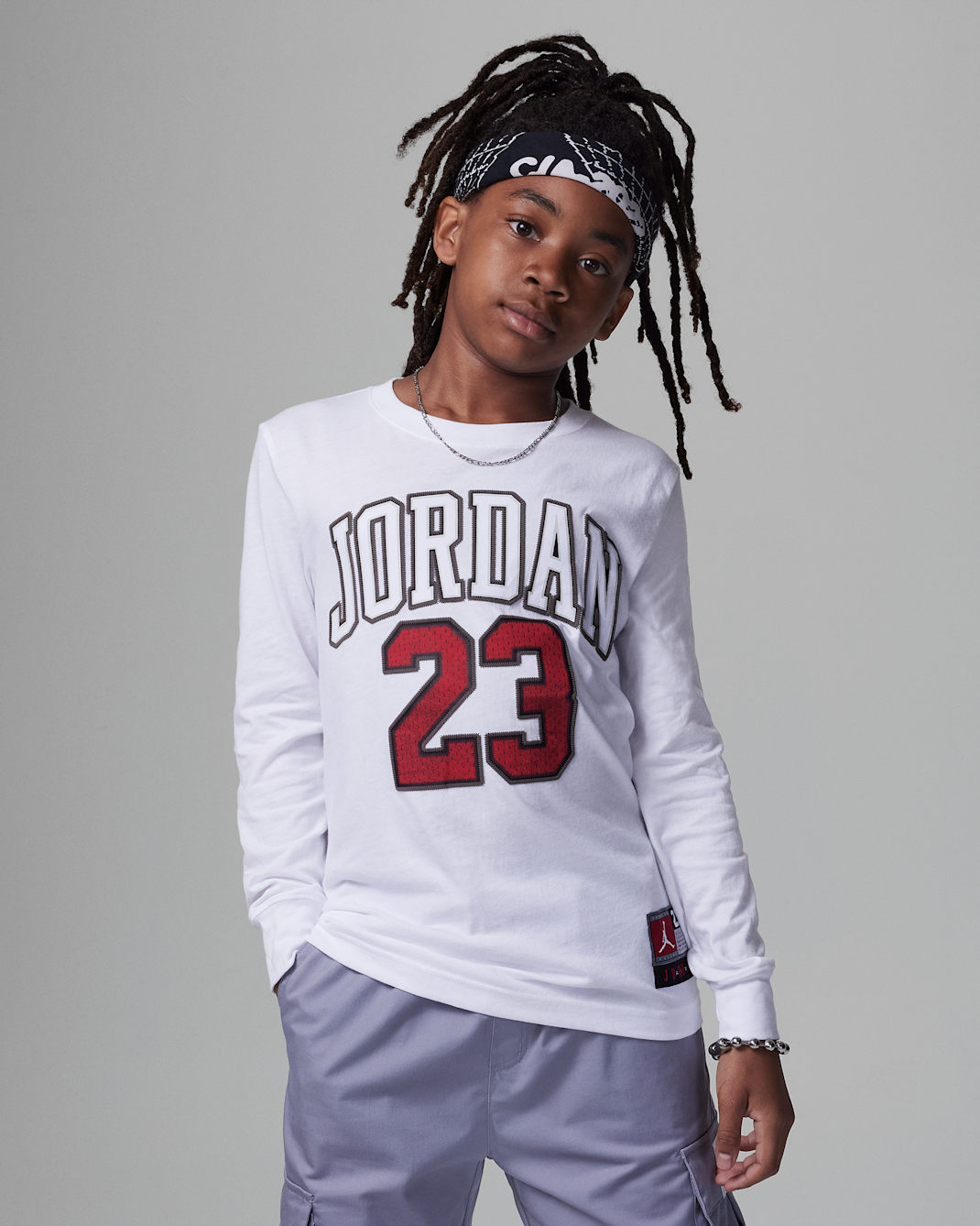 ジョーダン プラクティス フライト ロングスリーブ Tシャツ ジュニア Tシャツ - ホワイト
